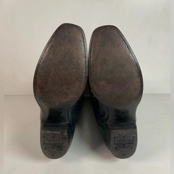Vintage 1980s Lucchese San Antonio Navy Blue Cowboy Boots Men’s 9 B | Women’s 10 - Picture 2 of 16
